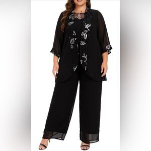 Wedding Pant Suits 3 Piece Chiffon Party Outfit for Mother of The Groom